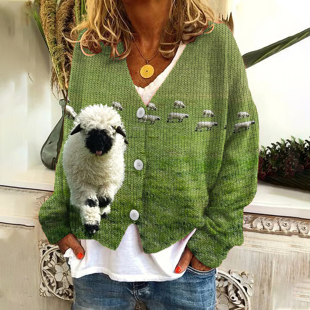Greetings From The Stray Sheep Graphic Casual Cardigan
