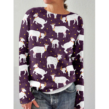 Happy Goats & Flowers Graphic Cozy Knit Sweater