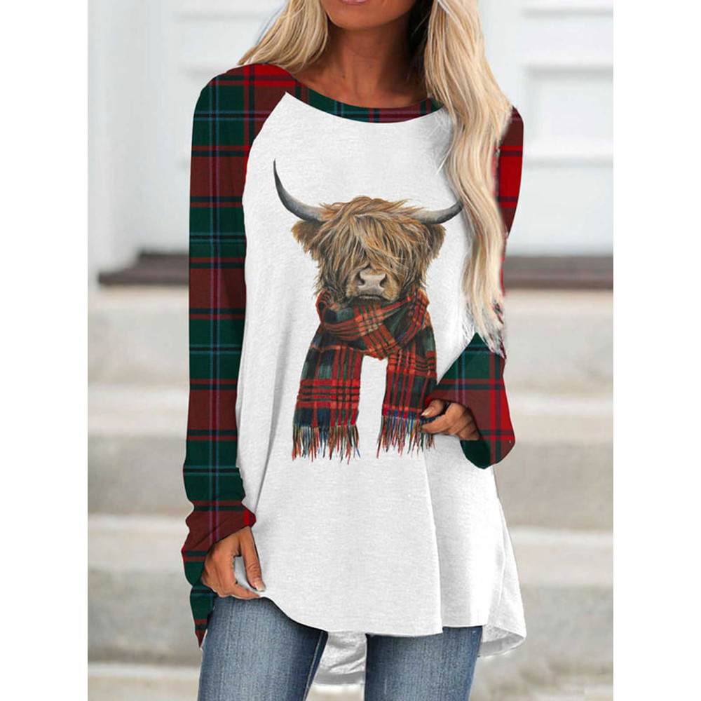 Highland Cow Casual Long Sleeve Tunic