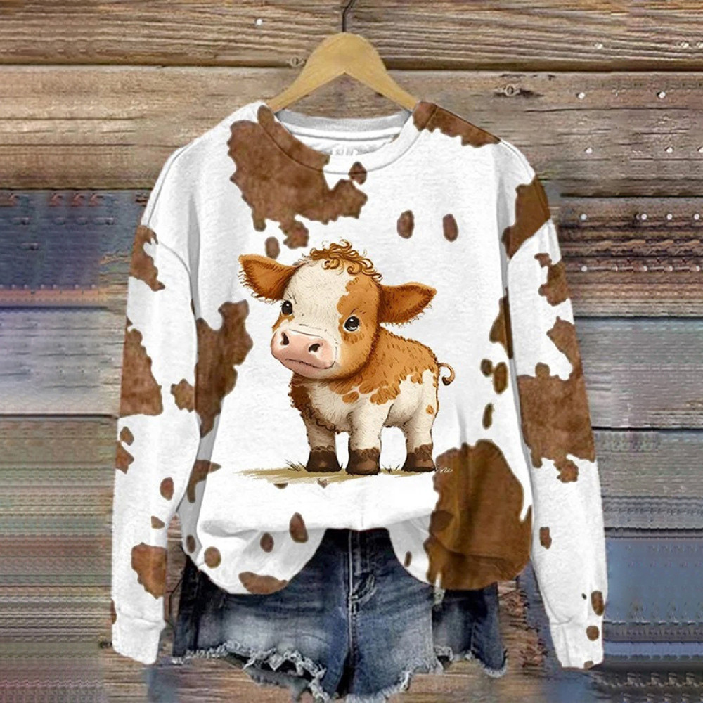 Highland Cow Cattle Lover Print Sweatshirt