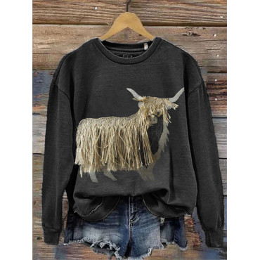 Highland Cow Fringe Comfy Sweatshirt