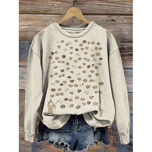 Jesus Leaves the 99 Sheep Print Casual Cozy Sweatshirt