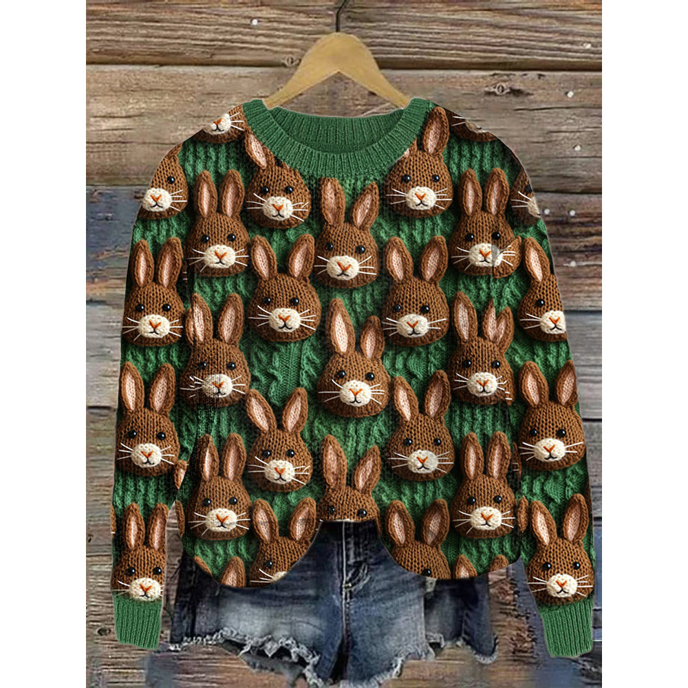 Knit Cute Rabbit Casual Cozy Soft Sweater