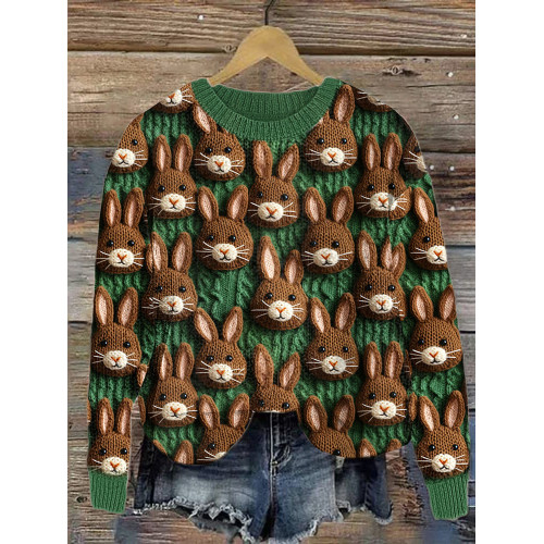 Knit Cute Rabbit Casual Cozy Soft Sweater