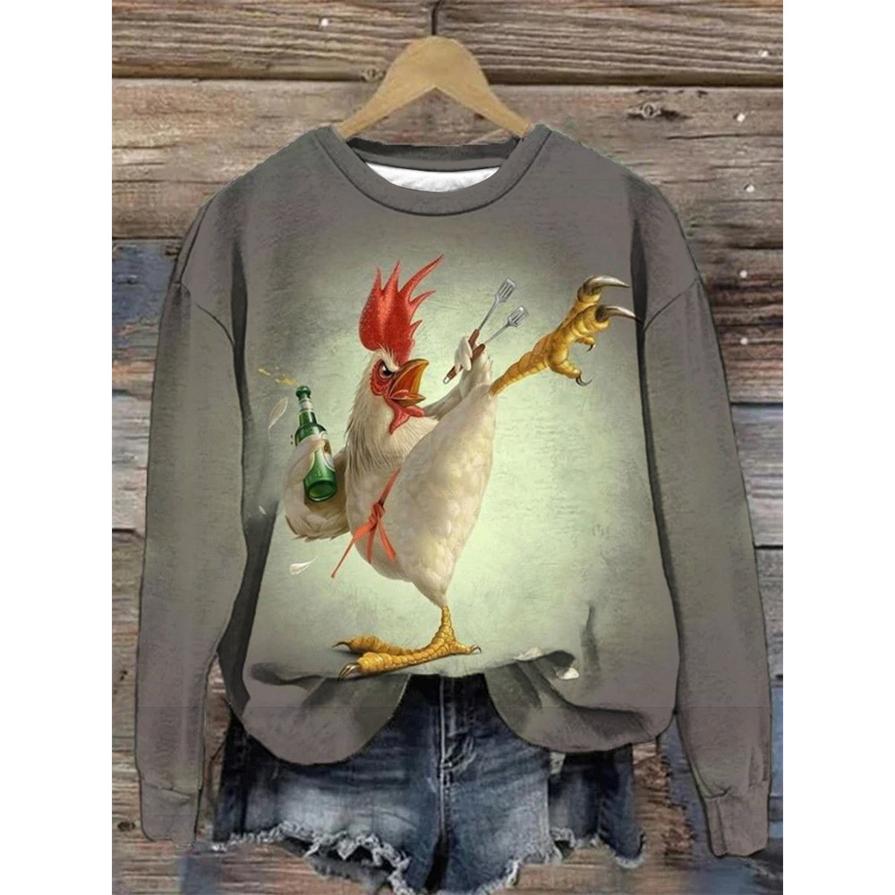 Kung Fu Chicken Art Abstract Print Sweatshirt