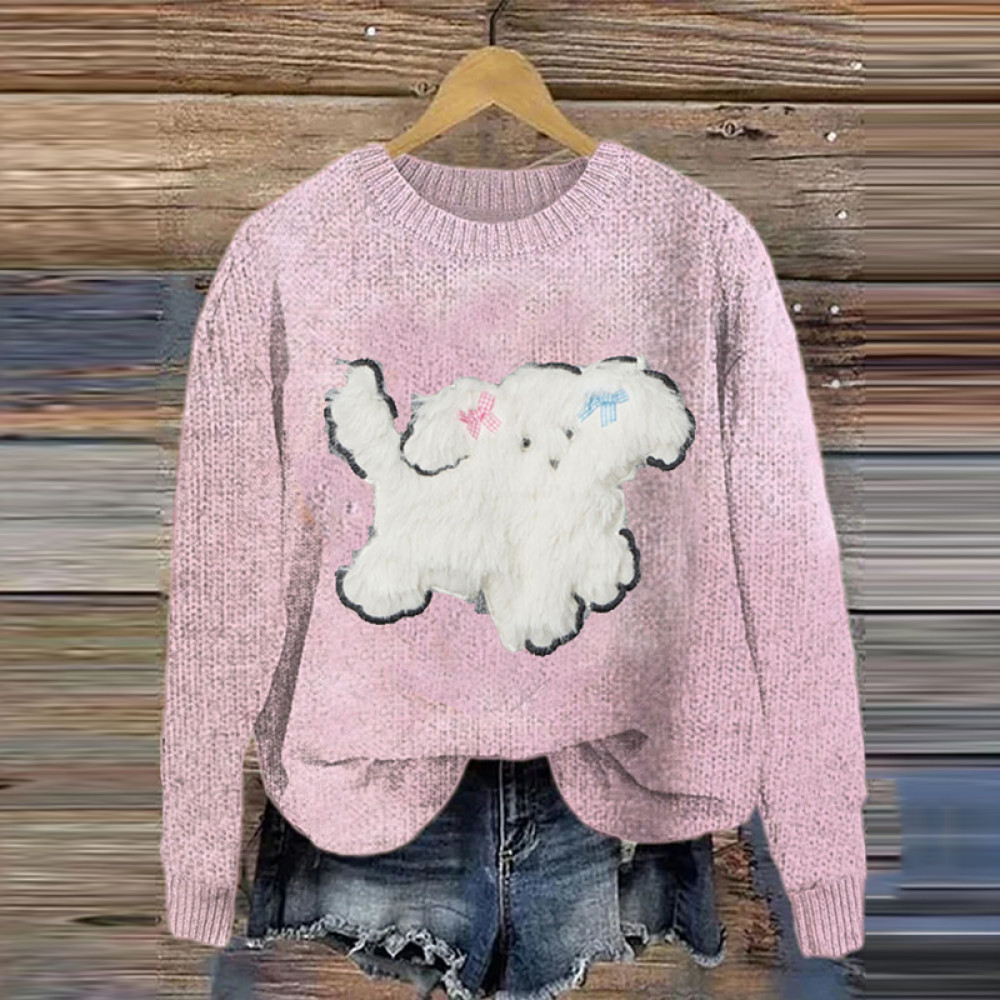 Lovely Beauty Dog Felt Cozy Knit Sweater