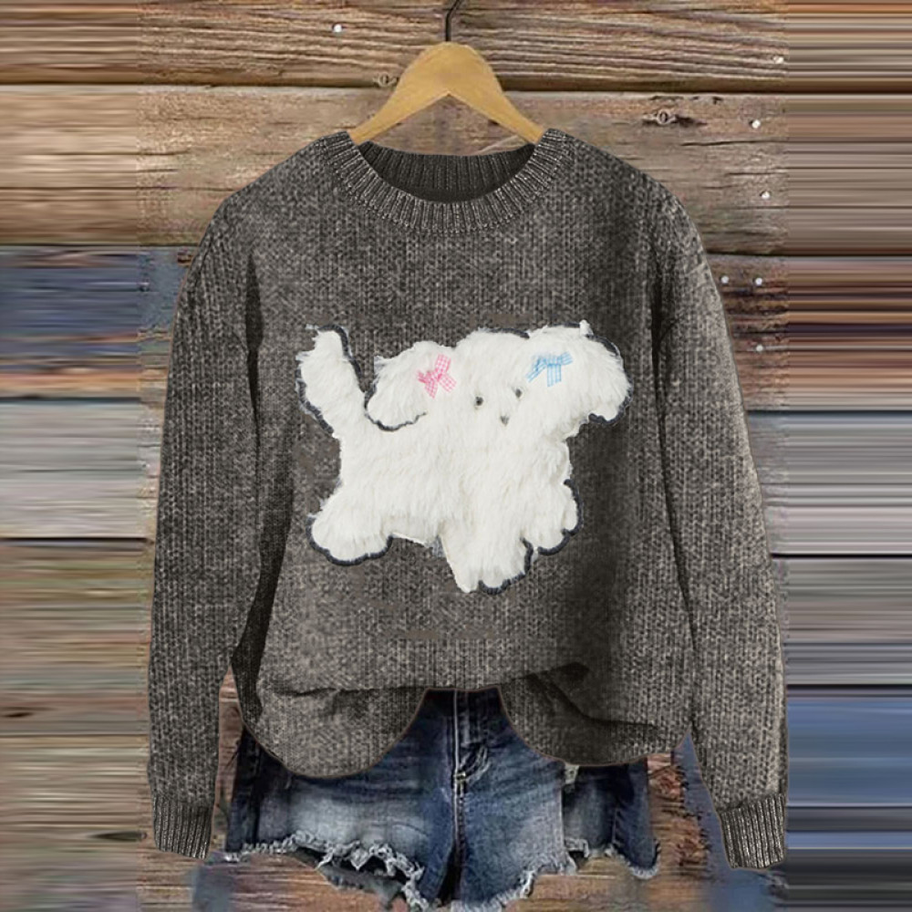 Lovely Beauty Dog Felt Cozy Knit Sweater