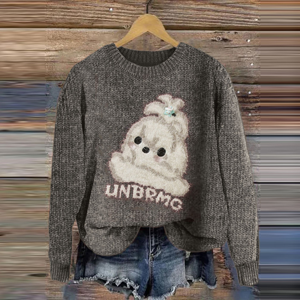 Lovely Dog Felt Cozy Knit Sweater