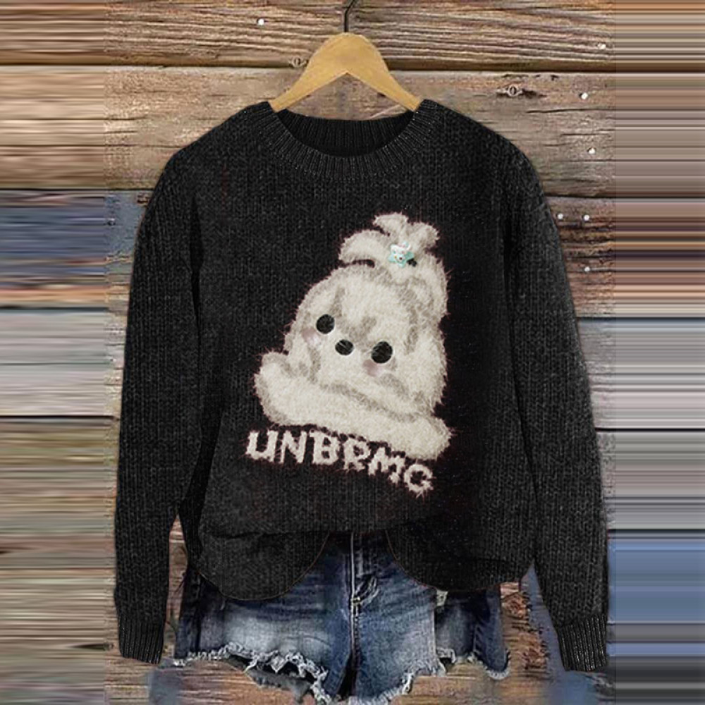 Lovely Dog Felt Cozy Knit Sweater