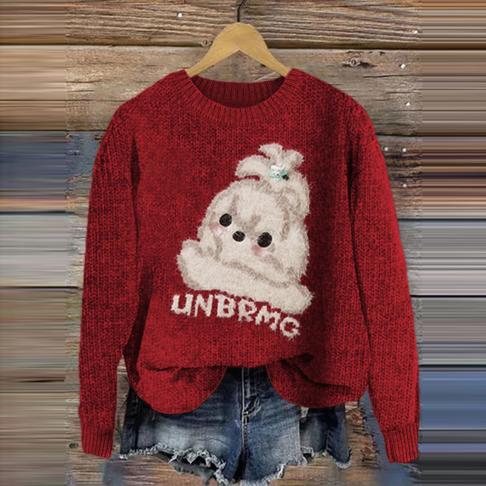 Lovely Dog Felt Cozy Knit Sweater