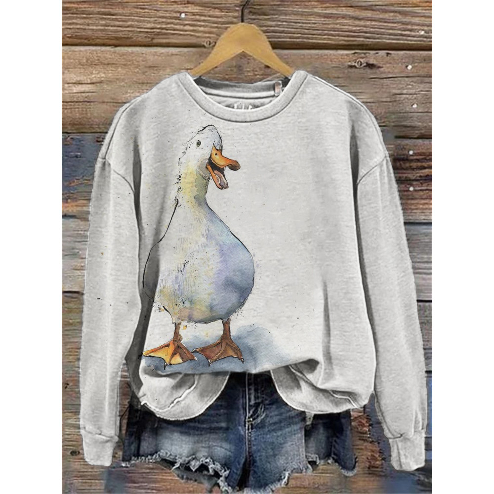 Lovely Duck Watercolor Art Comfy Sweatshirt