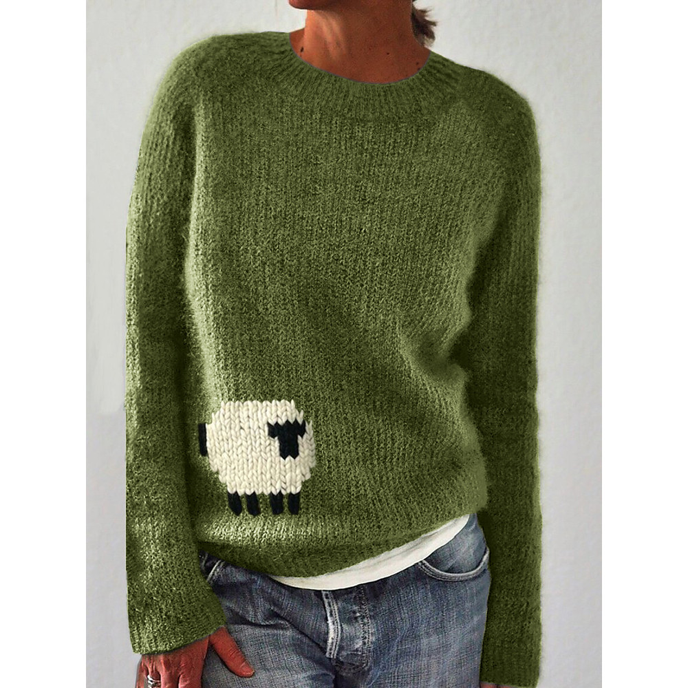 Lovely Sheep Crochet Cozy Knit Sweater