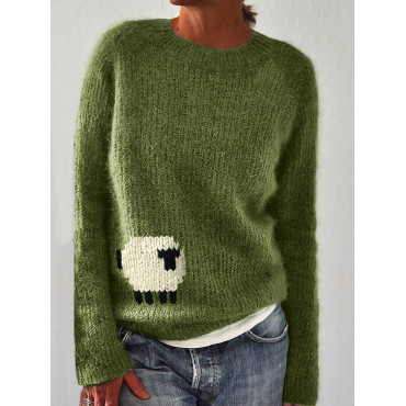 Lovely Sheep Crochet Cozy Knit Sweater
