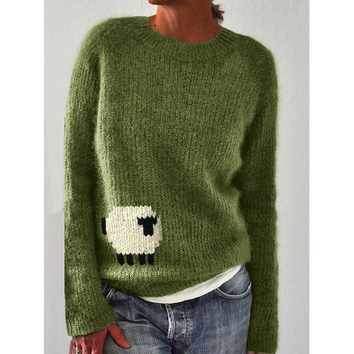 Lovely Sheep Crochet Cozy Knit Sweater