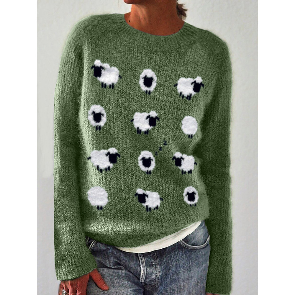 Lovely Sheep Pattern Cozy Knit Sweater