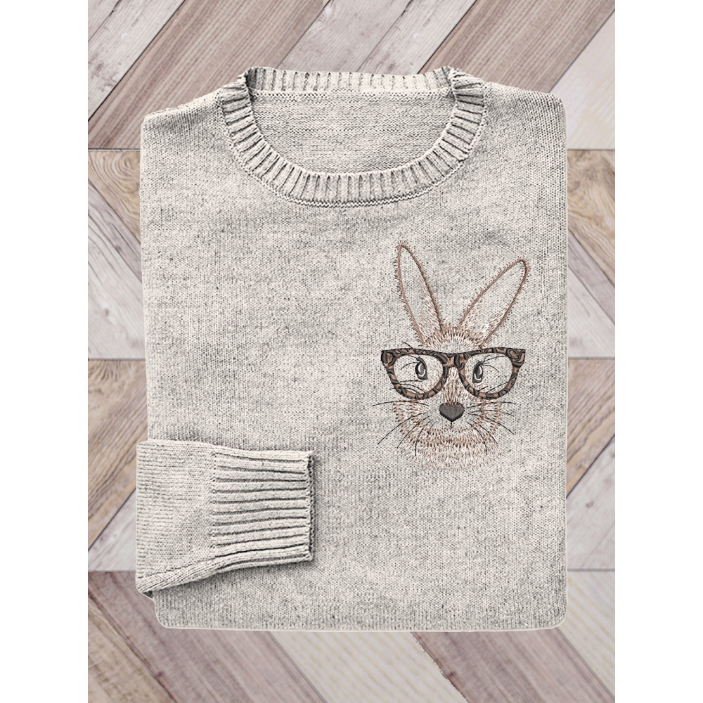 Rabbit Embroidery Pattern Cozy Sweater