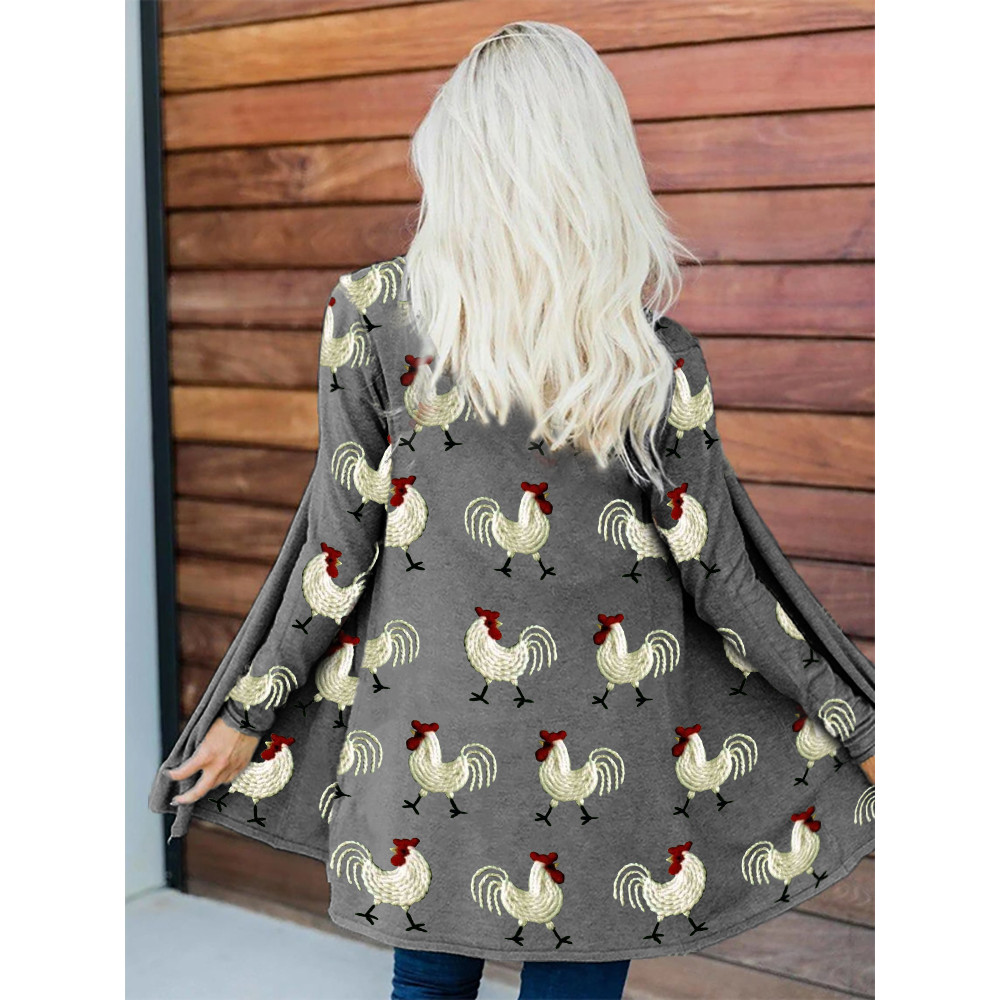 Roosters Embroidery Pattern Comfy Cardigan
