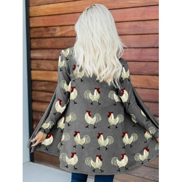 Roosters Embroidery Pattern Comfy Cardigan