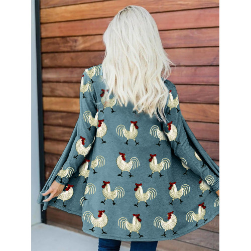 Roosters Embroidery Pattern Comfy Cardigan