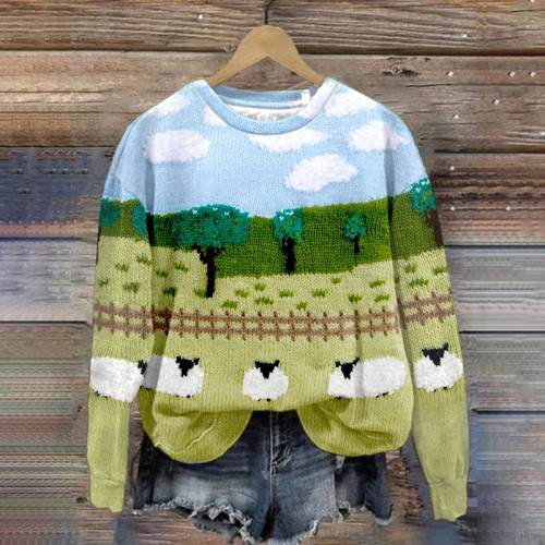 Sheep Art Print Hoodie Long Sleeve Sweatshirt