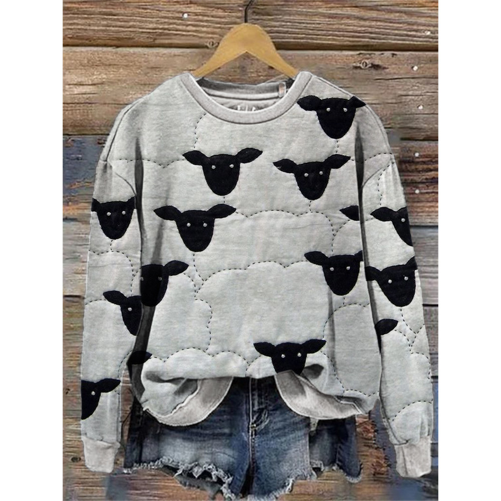Sheep Crowd Textile Art Comfy Sweatshirt