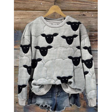 Sheep Crowd Textile Art Comfy Sweatshirt