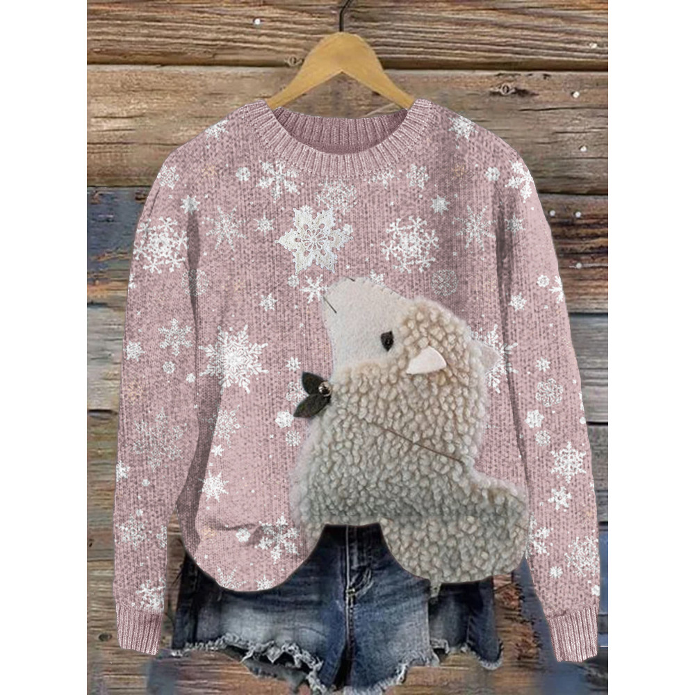 Sheep Fleece Snowflakes Cozy Knit Sweater