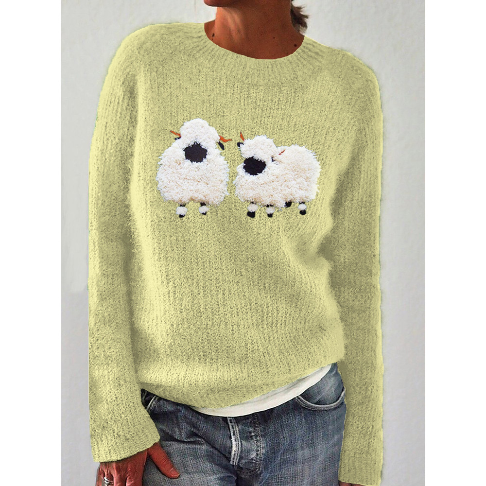 Sheep Pattern Cozy Knit Sweater