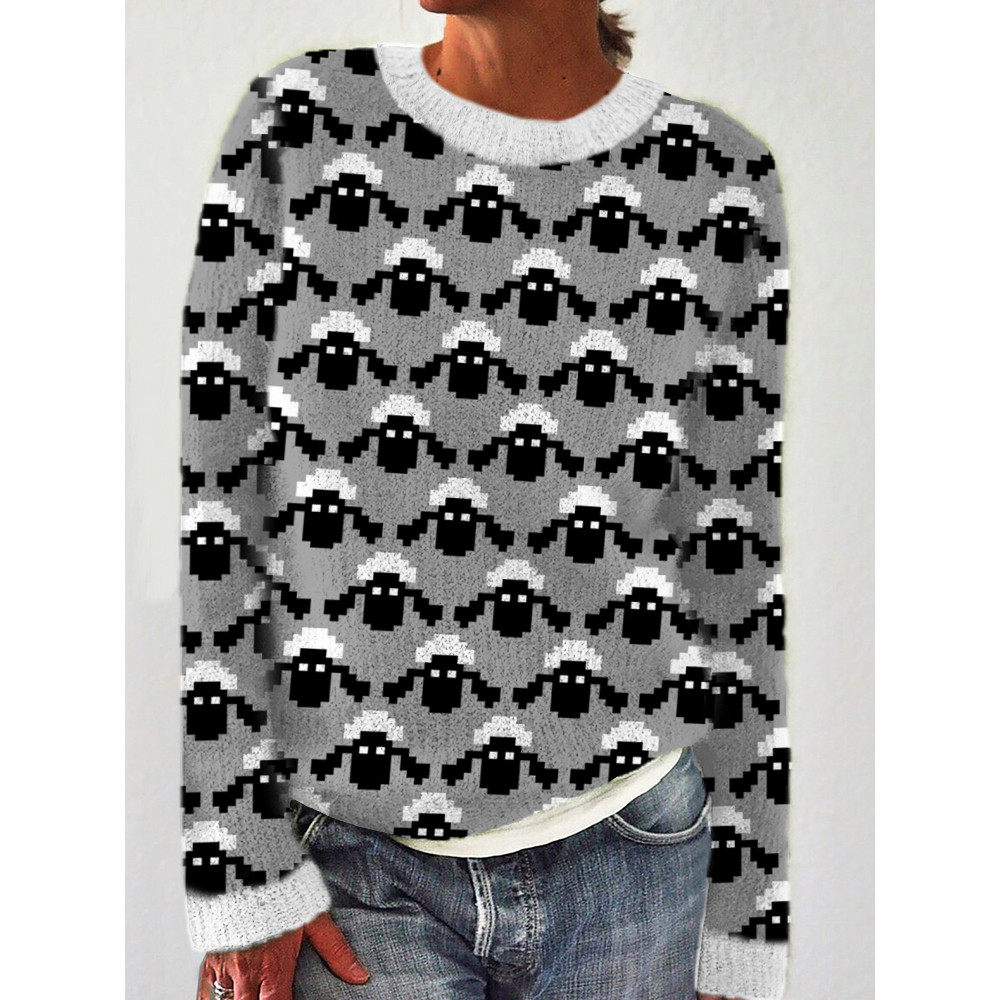Sheep Pattern Knit Cozy Sweater