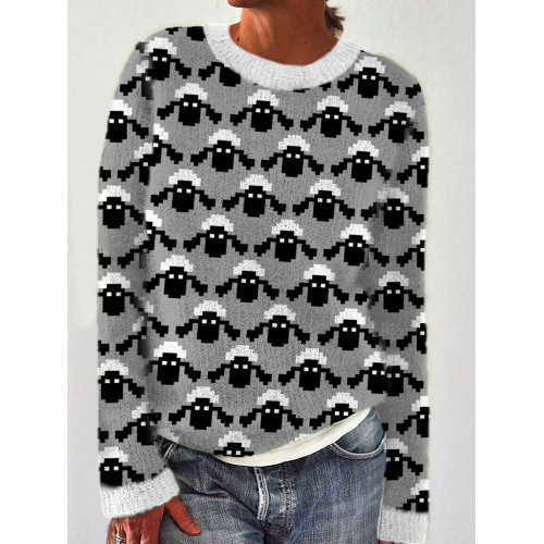 Sheep Pattern Knit Cozy Sweater