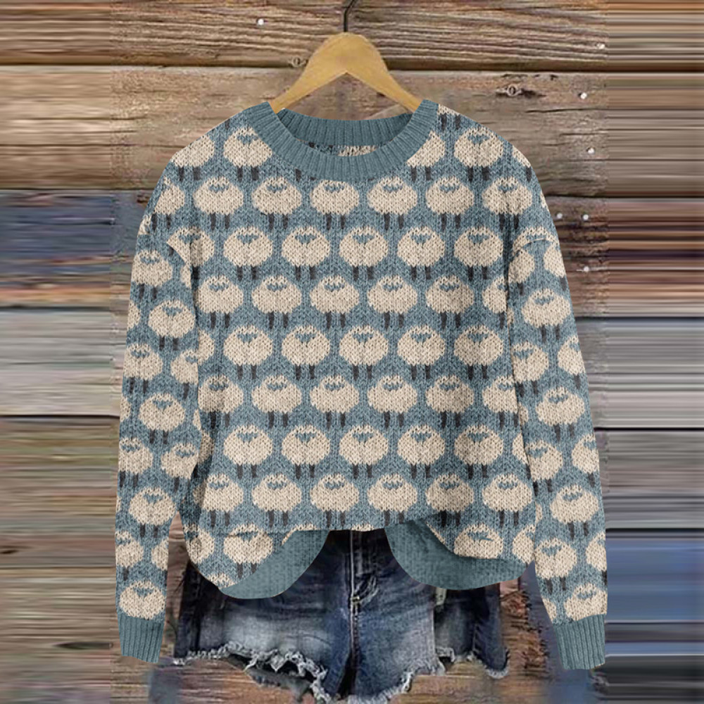 Sheep Pattern Knitted Cozy Sweater