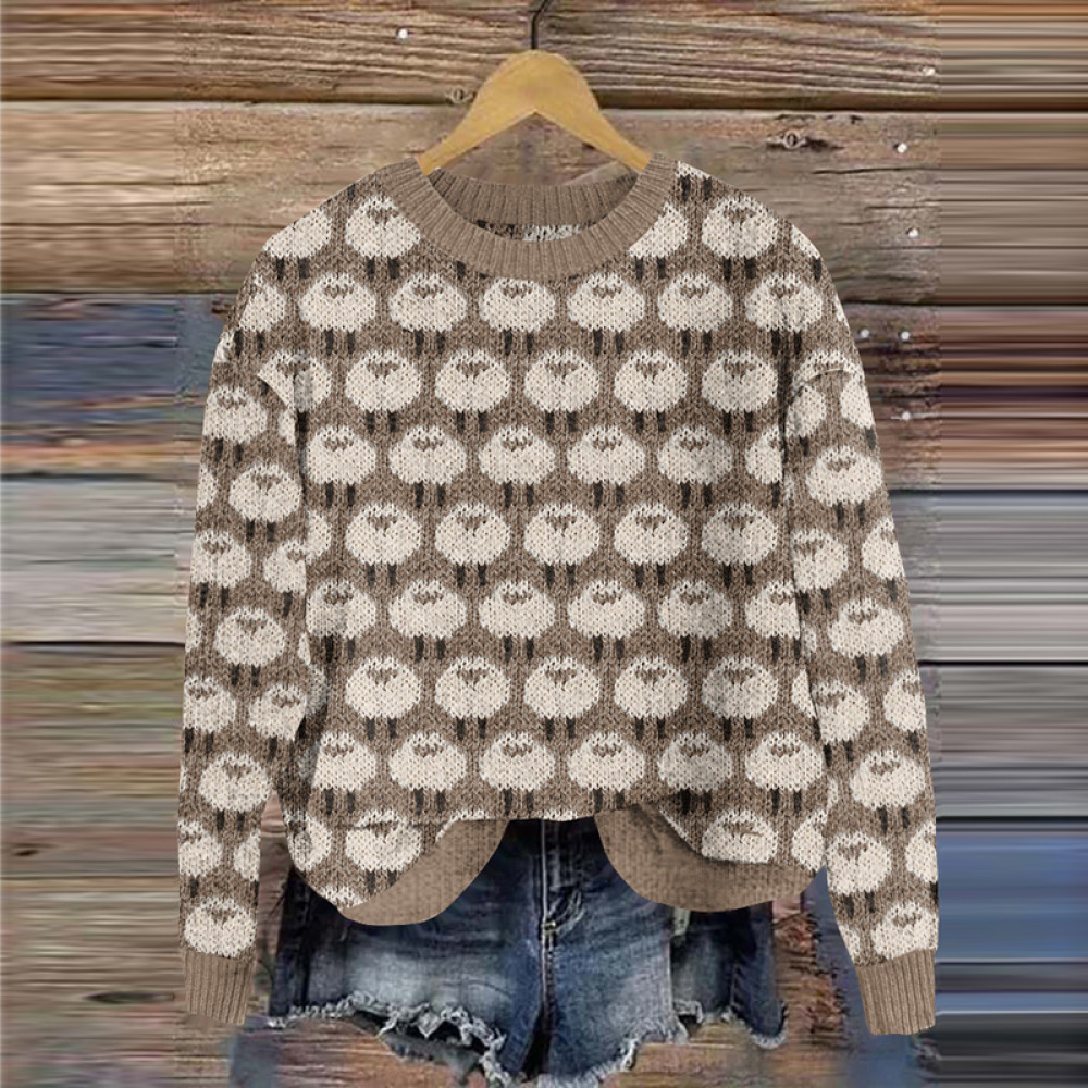 Sheep Pattern Knitted Cozy Sweater