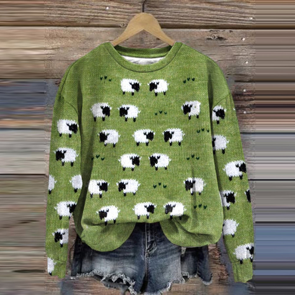 Sheep Print Long Sleeve Sweatshirt