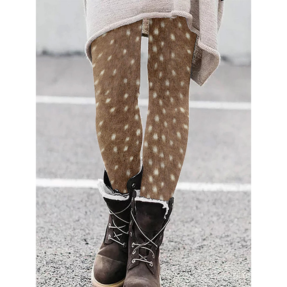 Soft Deer Hide Pattern Vintage Comfy Leggings