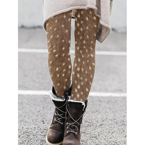 Soft Deer Hide Pattern Vintage Comfy Leggings