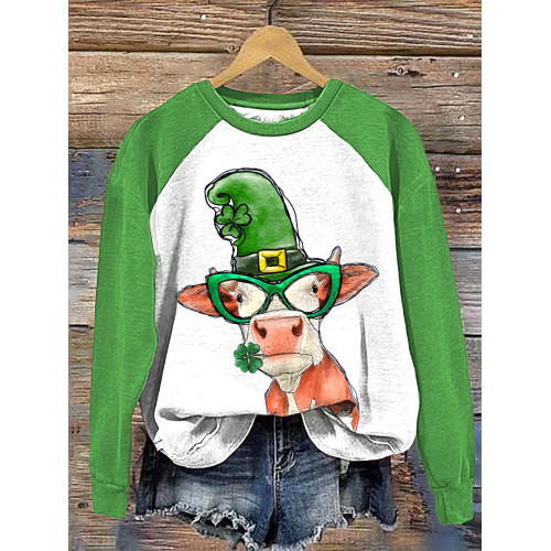 St. Patrick's Day Cow Casual Cozy Sweatshirt