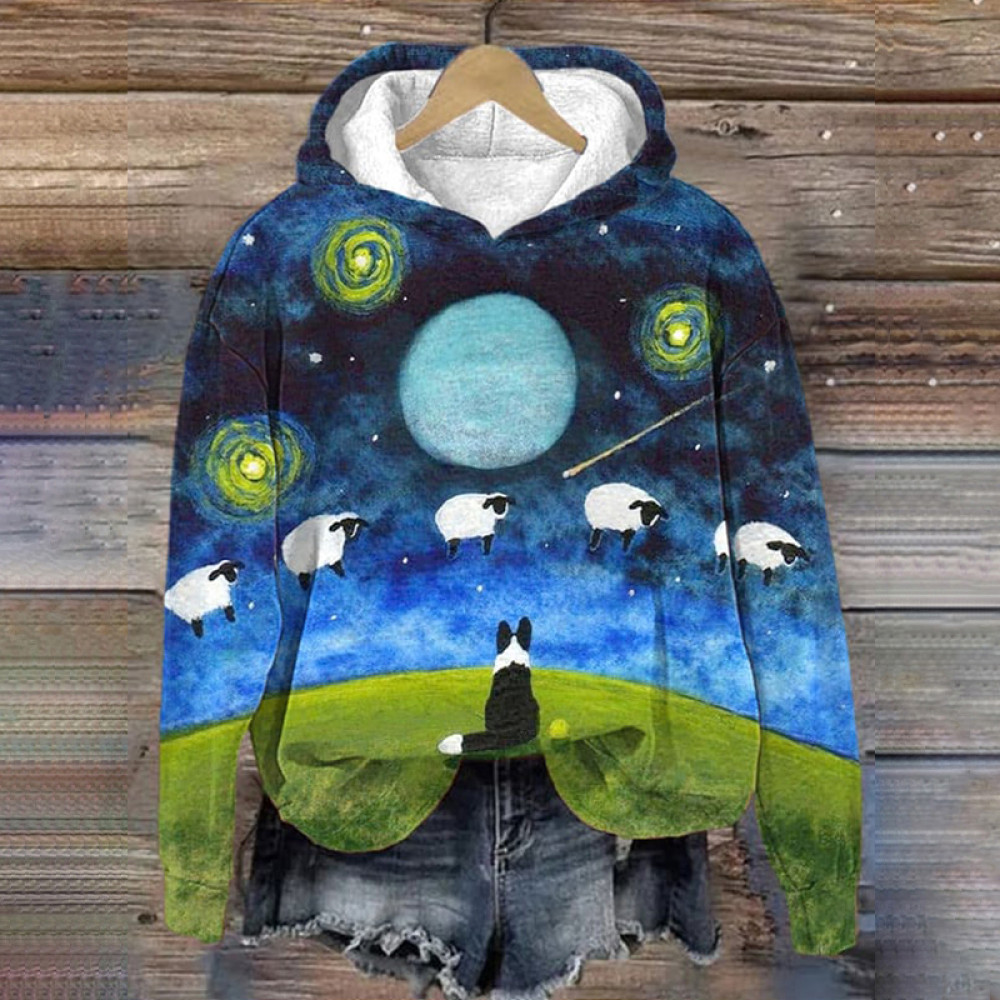 Starry Animal Print Casual Hoodie