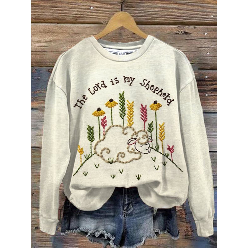 The Lord is my Shepherd Embroidered Cozy Sweatshirt