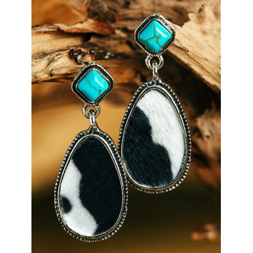 Vintage Cow Turquoise Earrings