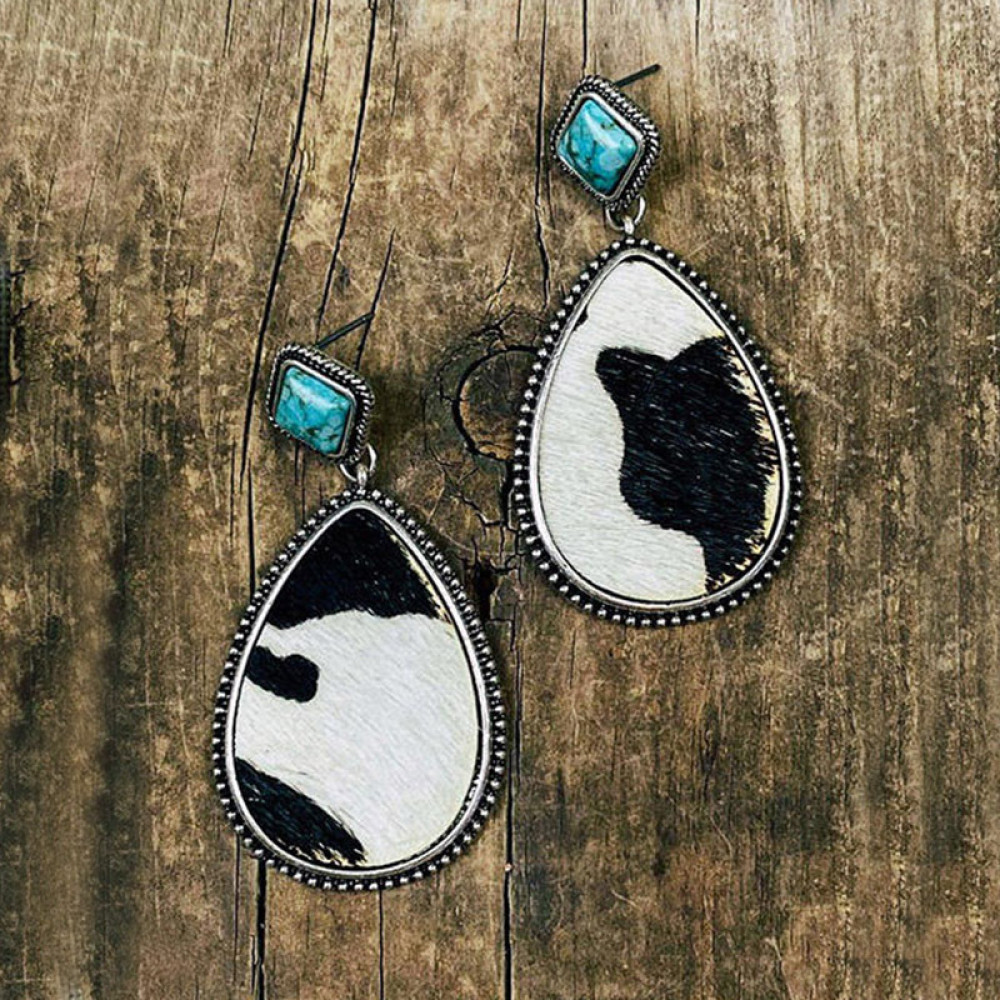 Vintage Cow Turquoise Earrings