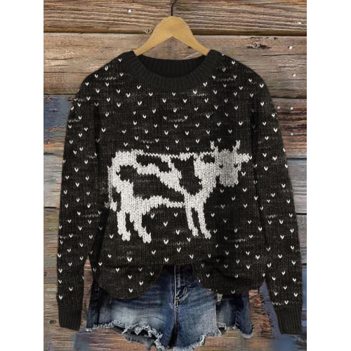 Vintage Dairy Cow Polka Dots Cozy Sweater