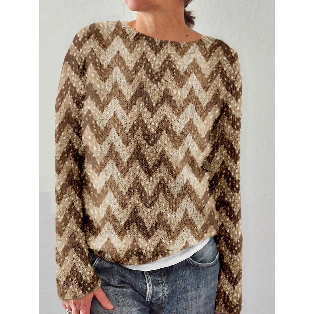 Vintage Deer Hide Graphic Crew Neck Comfy Sweater