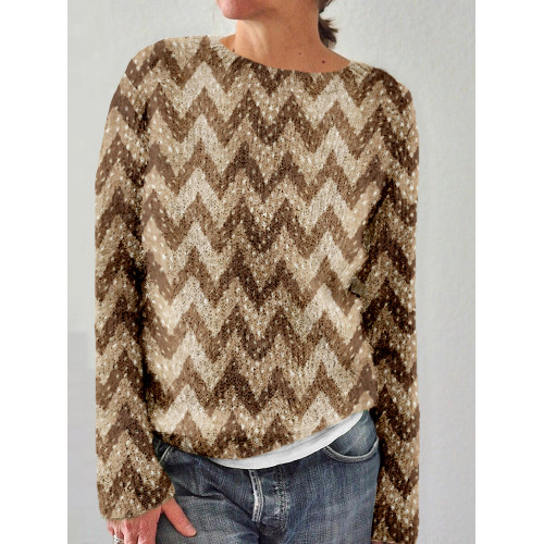 Vintage Deer Hide Graphic Crew Neck Comfy Sweater