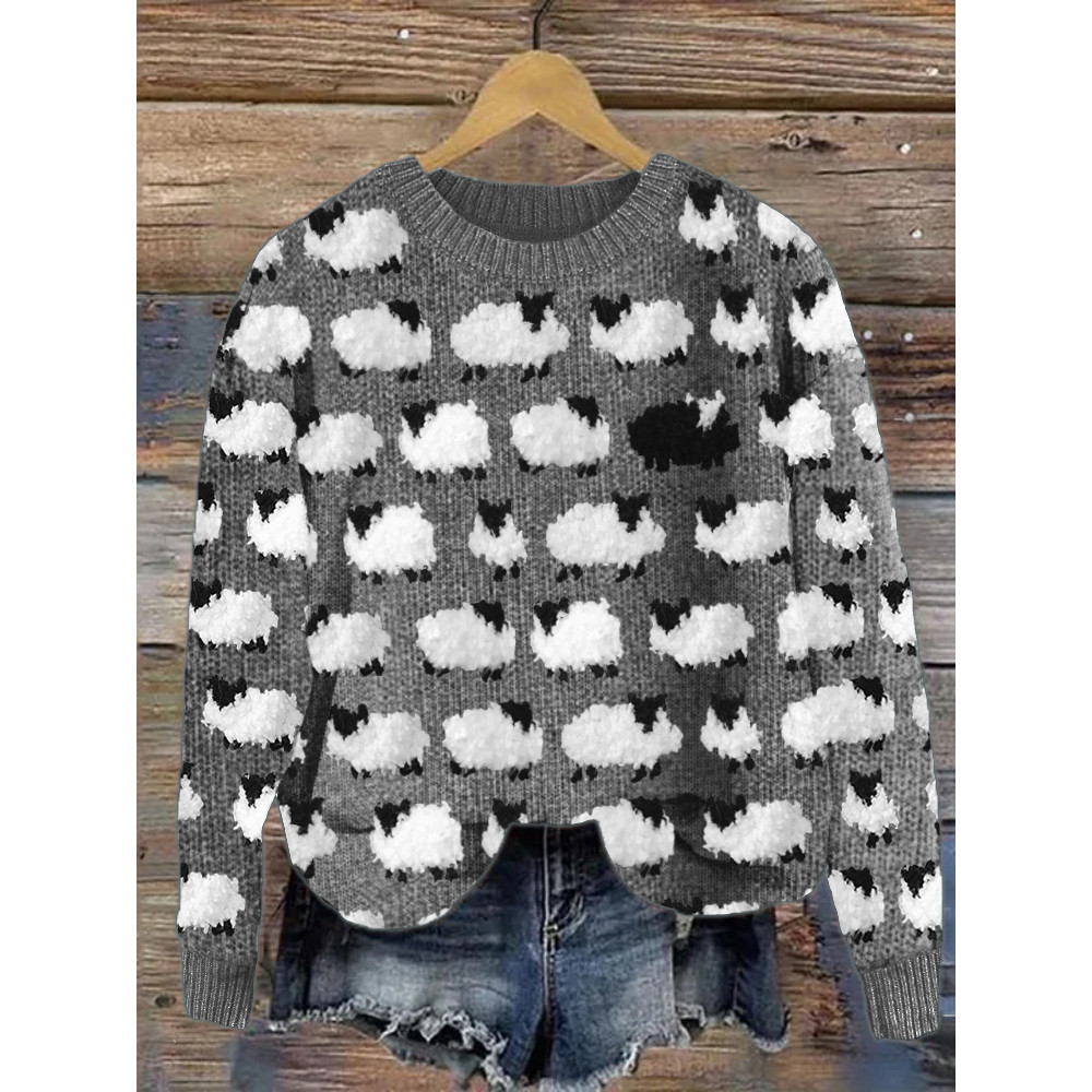 Vintage Fuzzy Sheep Fleece Knit Cozy Sweater