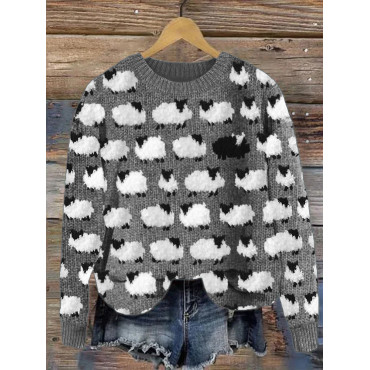 Vintage Fuzzy Sheep Fleece Knit Cozy Sweater