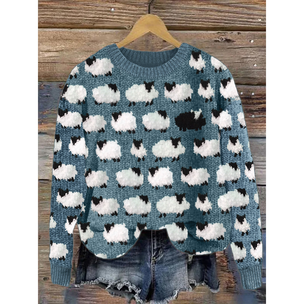 Vintage Fuzzy Sheep Fleece Knit Cozy Sweater