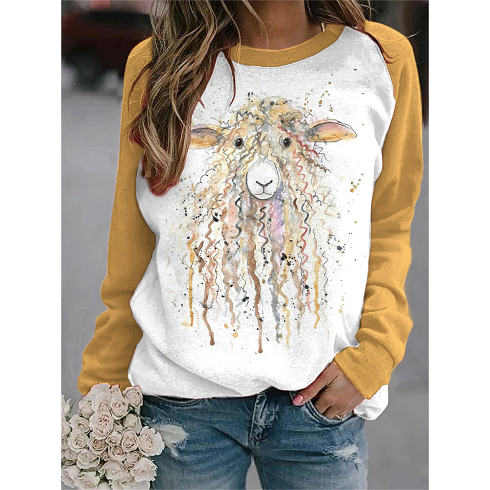 Watercolor Cute Sheep print casual Cozy sweatshirt