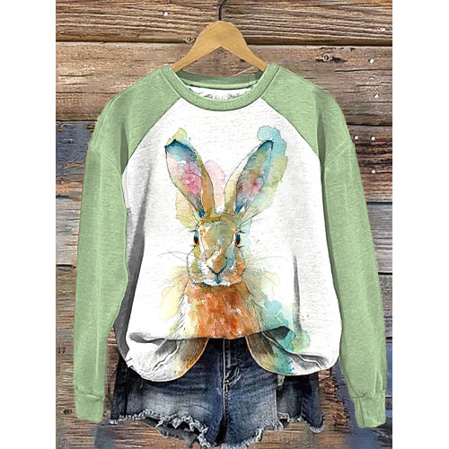 Watercolor Rabbit Casual Cozy Sweatshirt