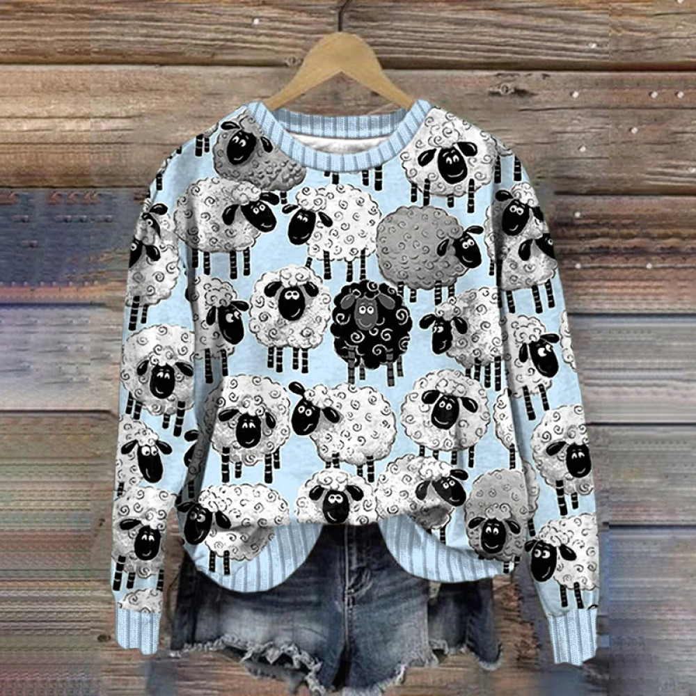 Women'S Cute Sheep Print Sweatshirt