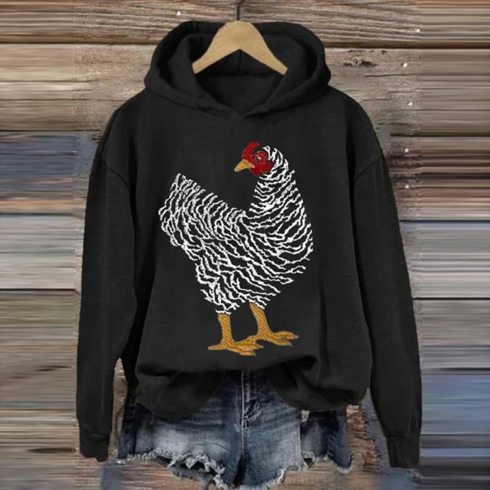 Women'S Funny Chick Print Long Sleeve Sweatshirt